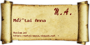 Mátai Anna névjegykártya